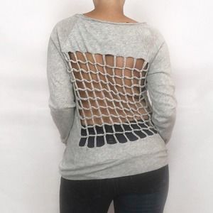 NWT Chaser Long sleeve‎ Knot open back top raglan top heather gray
